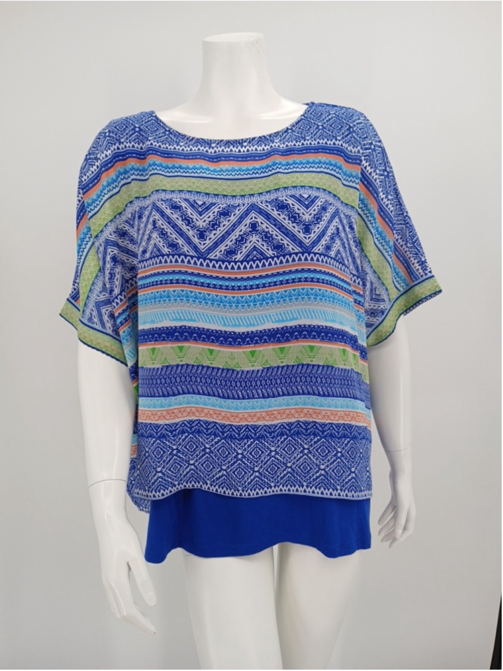 Chico's Womens Chiffon Overlay Lined Tank Top Geometric Blouse Size 3 (XL)